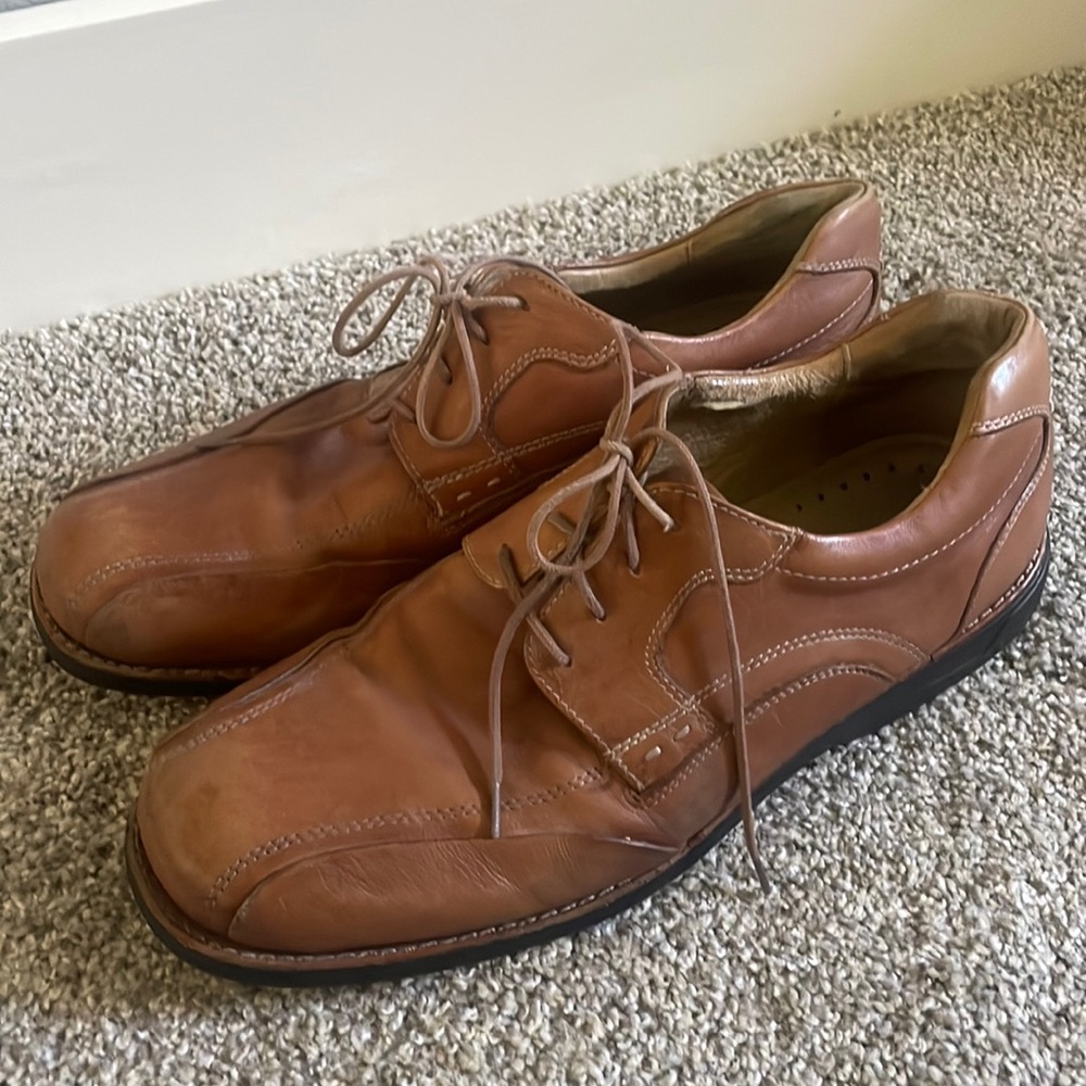 Johnston & Murphy Golson Runoff Mens 10.5 Brown Leather Oxford Casual Shoes